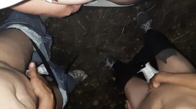 Three girlfriends in a dark forest masturbate loudly and cum - Lesbian_illusion