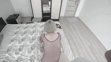 POV. Lesbian fucks mature bbw milf friend with huge natural boobs.
