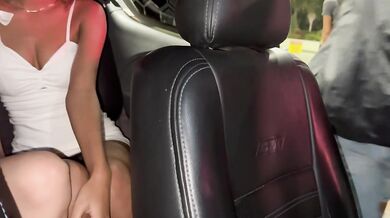 a very hard fuck with my stepsister in the car while my stepfather fills the gas tank