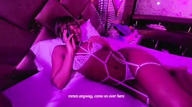 Ebony girl on girl kissing and having fun