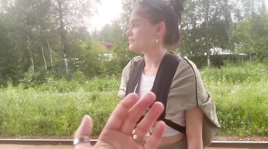 ran into a girl I know at the bus stop and eat her out