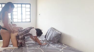 PETITE IN SCHOOL UNIFORM GETS FUCKED BY HER BIG BIG STEPMOTH