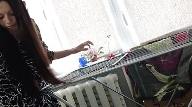 I Caught One of My Neighbors Hanging Out Her Laundry While Another One Fucks Her With a Strapon