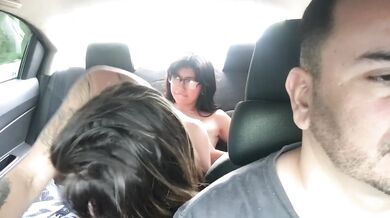 two hot lesbian girls fuck in uber car.