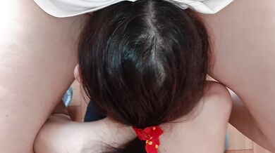 My girlfriend licks another girl's pussy and I stroke her with my foot - IkaSmokS