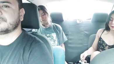 Hot girls strip and play for the uber driver