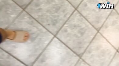 first time making sex video in a public restroom and full of people - too risky
