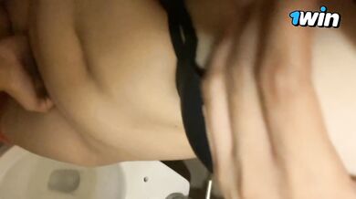 first time making sex video in a public restroom and full of people - too risky