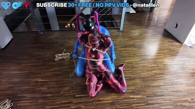 Bondage nylon encasement two girls