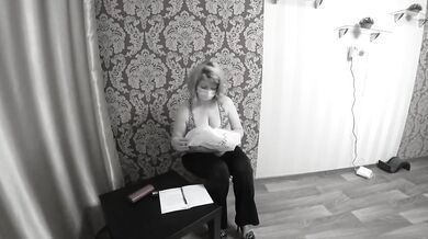 My lesbian friend squeezes my big tits and fucks me to orgasm with a dildo.