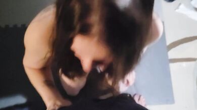Hot step daughter with big tits gives step dad a blowjob