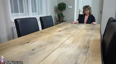 Old and young mature lisking pussy on the table