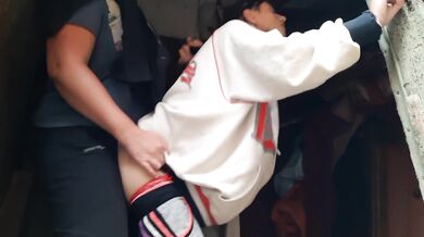 I fuck my girlfriend hard with a strapon and hold her by the hair in an abandoned house