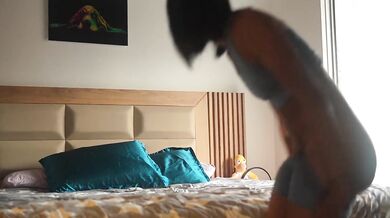 I find my friend having virtual sex, and convince her to have her first LESBIAN time with me