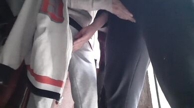 First we cum in our clothes, then we cum on our hands, and then we cum in each other’s hands