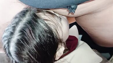 I fuck her in the mouth and cum in her mouth standing - Lesbian_illusion