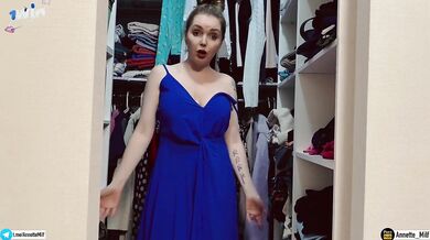 Hot stepmom got tangled in a dress and I didn't miss this chance