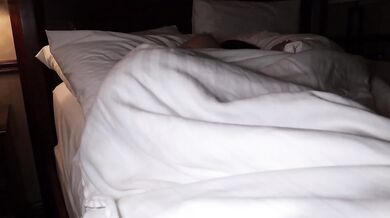 Stepmom and stepson share hotel room , She wakes up to a SQUIRTING surprise.