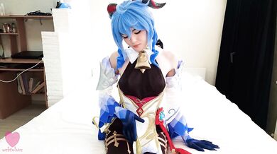 Cutie Ganyu from Genshin Impact dressed up in a sexy cow costume to be fucked and get a hot creampie