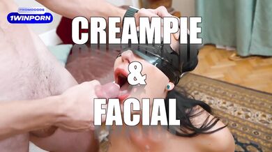 Step mom watched horror and came step son for share bed, but got rough fuck with surprise facial