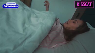 Step mom watched horror and came step son for share bed, but got rough fuck with surprise facial