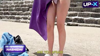 Blowjob on a public nudist beach and passionate sex in a hotel room with creampie