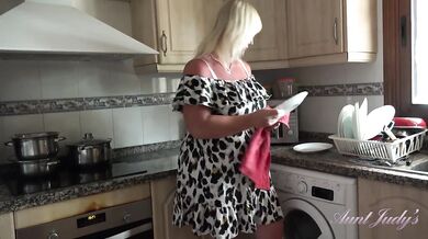 Aunt Judy's - Your Busty Mature BBW Wife Melody Masturbates with You in the Kitchen