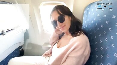 Sexy stewardess cummed hard on the plane toilet 10’000m alt when she flew on vacation with her lover
