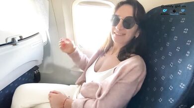 Sexy stewardess cummed hard on the plane toilet 10’000m alt when she flew on vacation with her lover