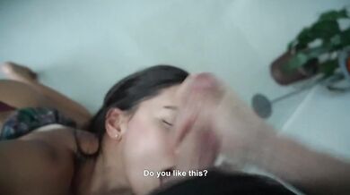 "If you get a boner, I'll have to suck you off" - Dancing Sexy, Blowjob and Cum on her Face