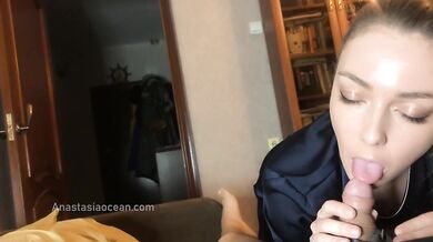 My mom caught me giving my boyfriend a blow job. We were talking and she watched me suck and he cumm