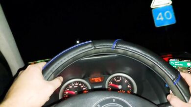 Horny Housewife Fucks the Delivery Guy Outdoor in His Car at Night