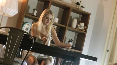 All Natural Wonderfully Beautiful Big Boobs Blonde Wife in Sexy White Summer Dress teases to seduce