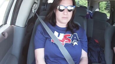 Out for a drive,might as well get my tits out!