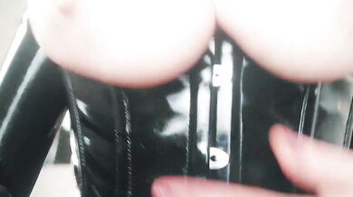 Latex catsuit tease, phone selfie video. rubber fetish