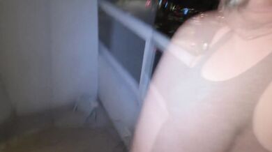 Almost Got Caught Sucking Big Black Dick on Balcony By Hotel Security