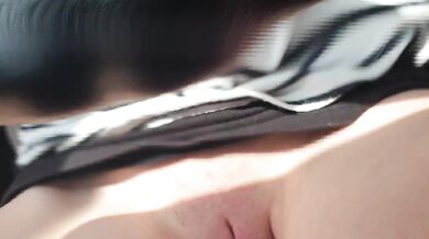 Taking a public car drive while playing with my small pussy