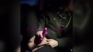 All natural MULTIPLE SQUIRTING car show with EX watching - HOT brunette MILF