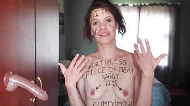 Saggy titted milf with body writing wants more then one cock to fill her slutty holes