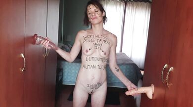 Saggy titted milf with body writing wants more then one cock to fill her slutty holes
