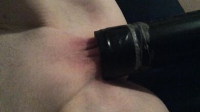 Getting my pussy sucked on with a vacuum cleaner until it swells up