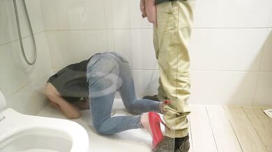 Pee on My Ass in Jenas and Red High Heels