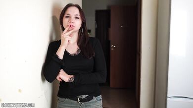 (ALL 30 scenes) Tina is smoking all-white Winston cigarettes at home using matches 4K resolution
