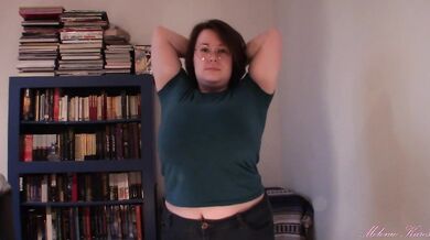 Huge boob tit drop blue shirt
