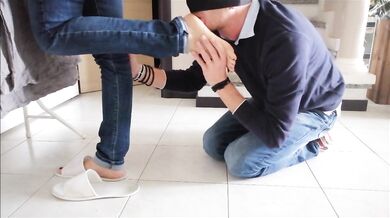 foot worship during houseworks