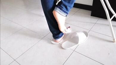 foot worship during houseworks