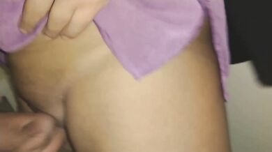 Trapped co-worker in break room and jerk off on her clit cum on panties