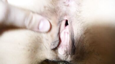 Stepmom makes me do fingering her hairy big labia pussy with big black hole