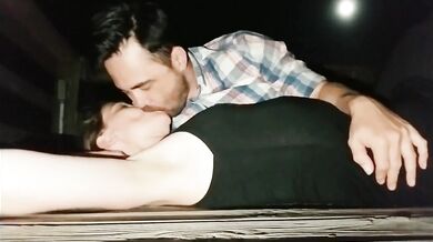 Nursing on a Public Pier at Night - Button cums 2x from nipple stimulation