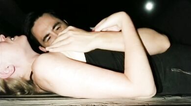 Nursing on a Public Pier at Night - Button cums 2x from nipple stimulation